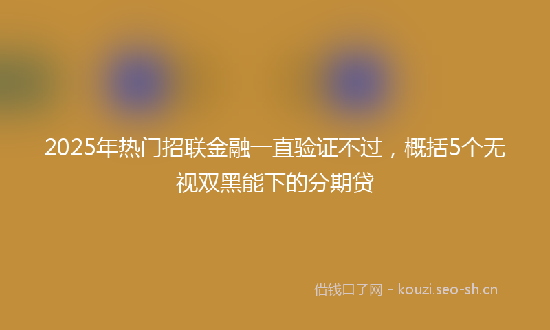 2025年热门招联金融一直验证不过，概括5个无视双黑能下的分期贷