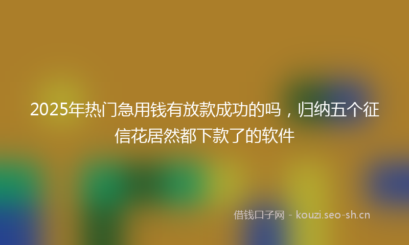 2025年热门急用钱有放款成功的吗，归纳五个征信花居然都下款了的软件
