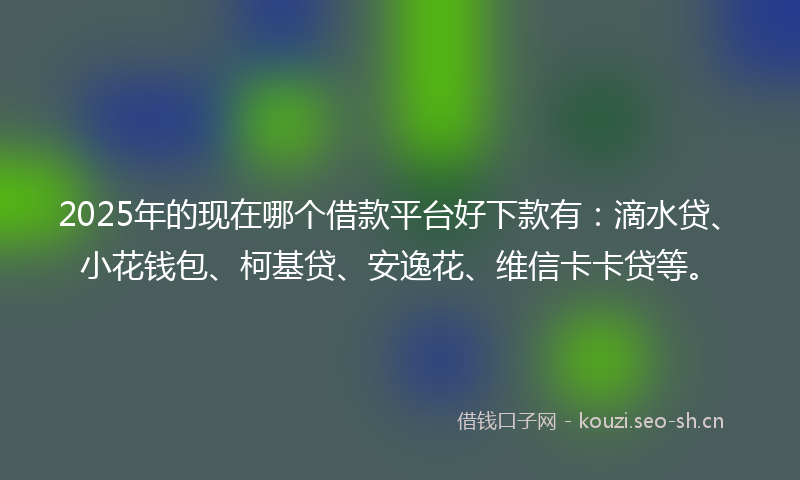 2025年的现在哪个借款平台好下款有：滴水贷、小花钱包、柯基贷、安逸花、维信卡卡贷等。
