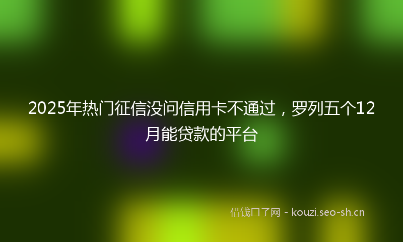 2025年热门征信没问信用卡不通过，罗列五个12月能贷款的平台