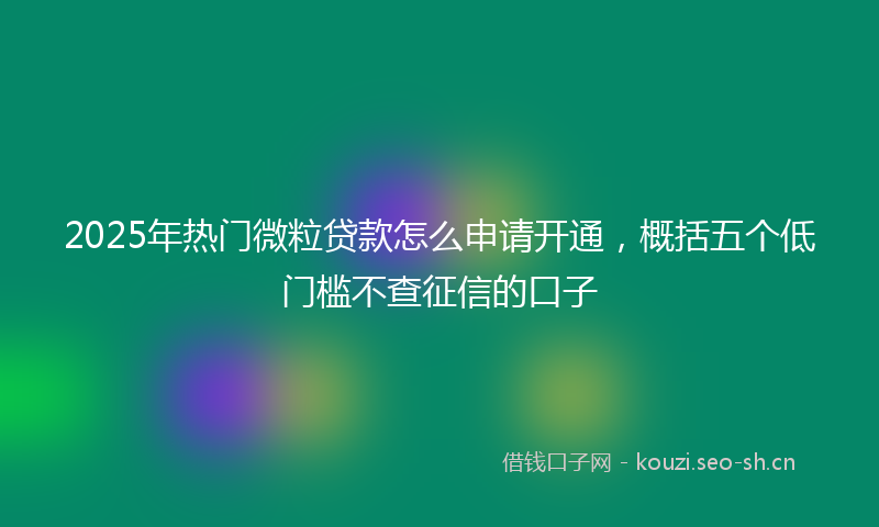 2025年热门微粒贷款怎么申请开通,概括五个低门槛不查征信的口子