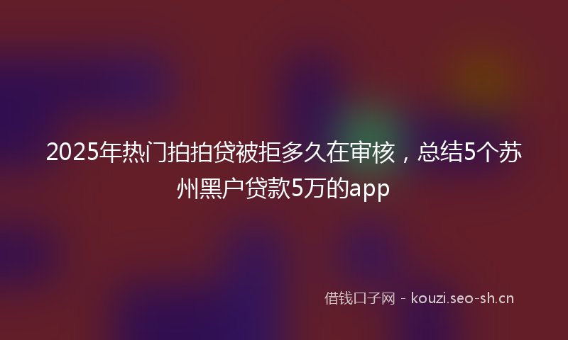 2025年热门拍拍贷被拒多久在审核，总结5个苏州黑户贷款5万的app