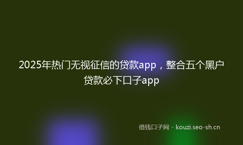 2025年热门无视征信的贷款app，整合五个黑户贷款必下口子app