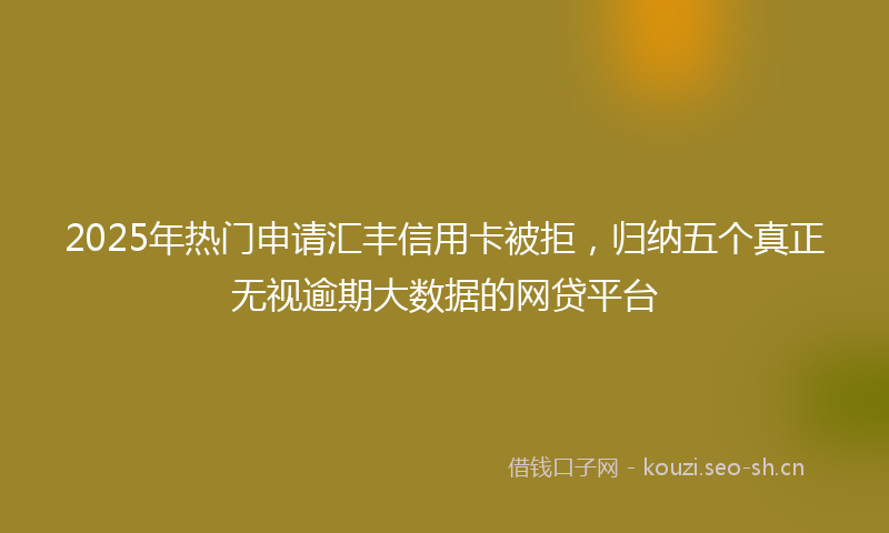 2025年热门申请汇丰信用卡被拒，归纳五个真正无视逾期大数据的网贷平台