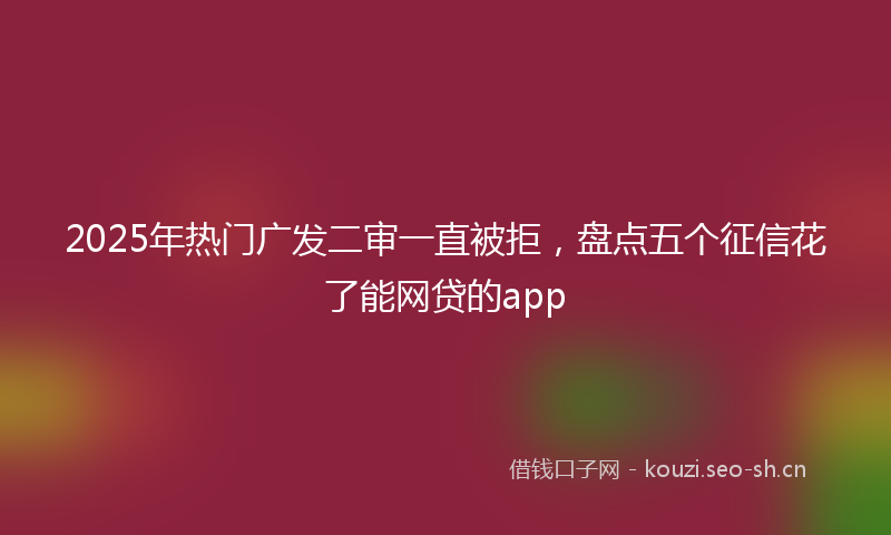 2025年热门广发二审一直被拒，盘点五个征信花了能网贷的app