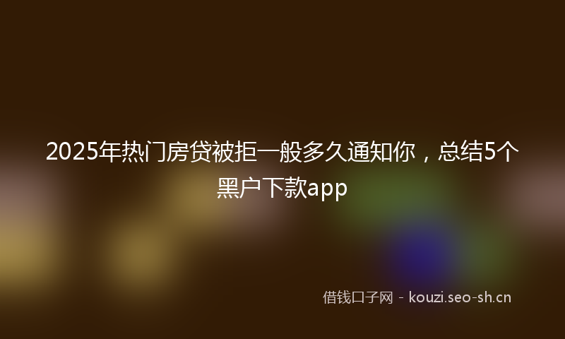 2025年热门房贷被拒一般多久通知你，总结5个黑户下款app