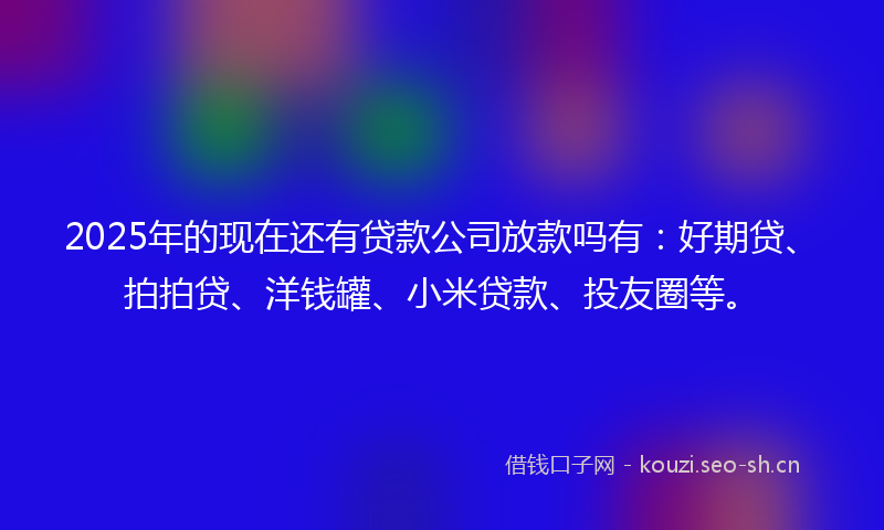 2025年的现在还有贷款公司放款吗有：好期贷、拍拍贷、洋钱罐、小米贷款、投友圈等。