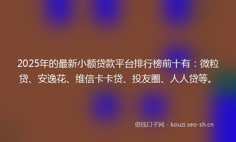 2025年的最新小额贷款平台排行榜前十有：微粒贷、安逸花、维信卡卡贷、投友圈、人人贷等。