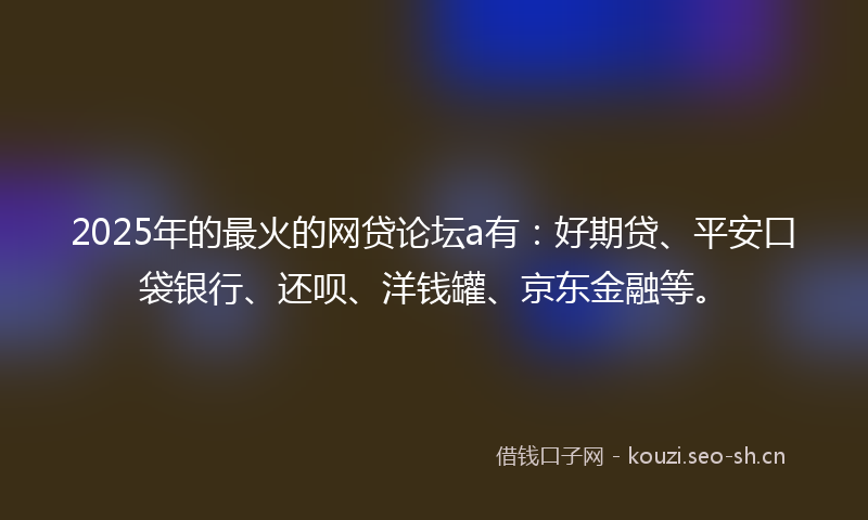 2025年的最火的网贷论坛a有：好期贷、平安口袋银行、还呗、洋钱罐、京东金融等。