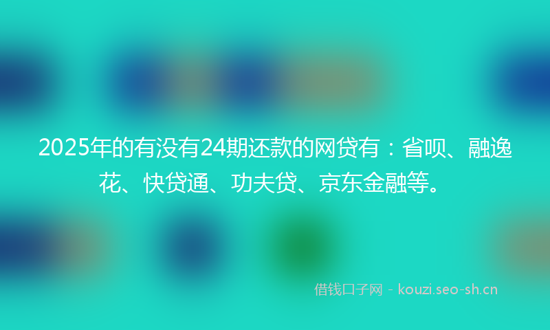 2025年的有没有24期还款的网贷有：省呗、融逸花、快贷通、功夫贷、京东金融等。