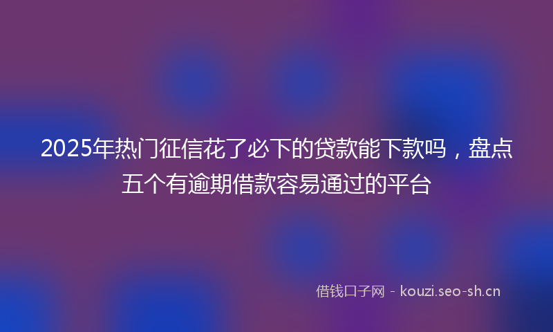 2025年热门征信花了必下的贷款能下款吗，盘点五个有逾期借款容易通过的平台