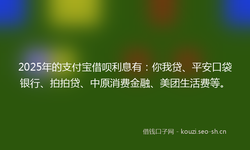 2025年的支付宝借呗利息有:你我贷、平安口袋银行、拍拍贷、中原消费金融、美团生活费等。