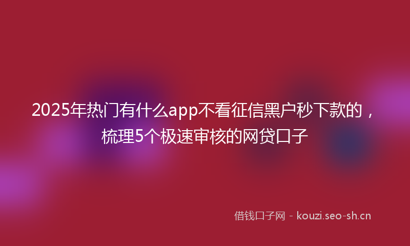 2025年热门有什么app不看征信黑户秒下款的，梳理5个极速审核的网贷口子