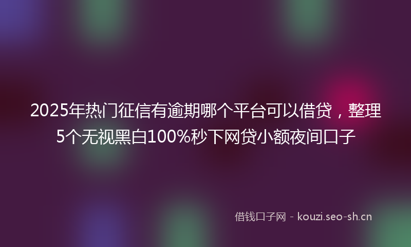 2025年热门征信有逾期哪个平台可以借贷，整理5个无视黑白100%秒下网贷小额夜间口子