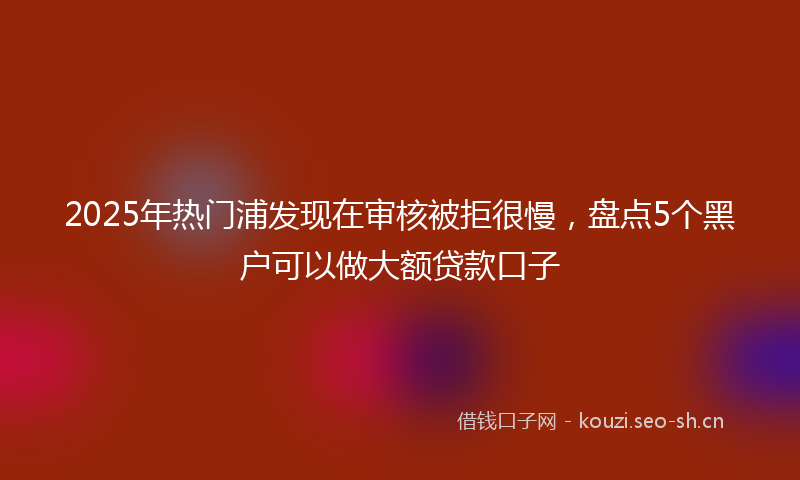 2025年热门浦发现在审核被拒很慢，盘点5个黑户可以做大额贷款口子