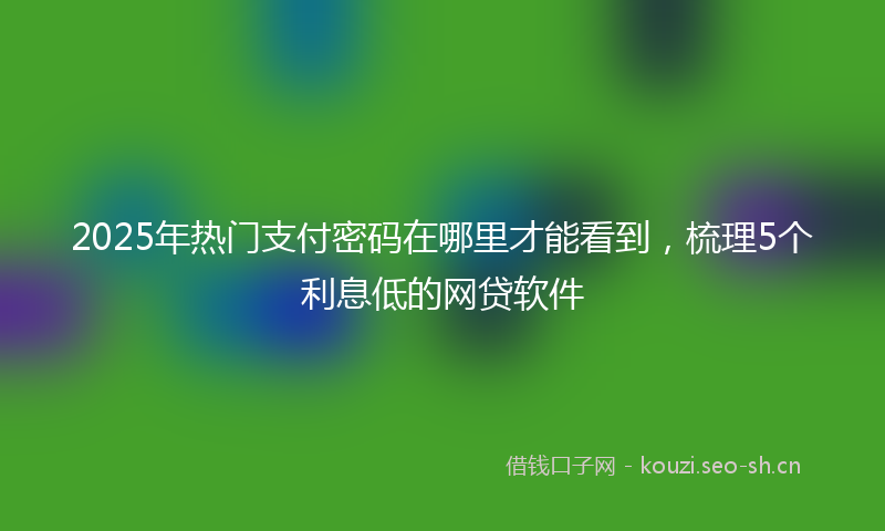 2025年热门支付密码在哪里才能看到，梳理5个利息低的网贷软件