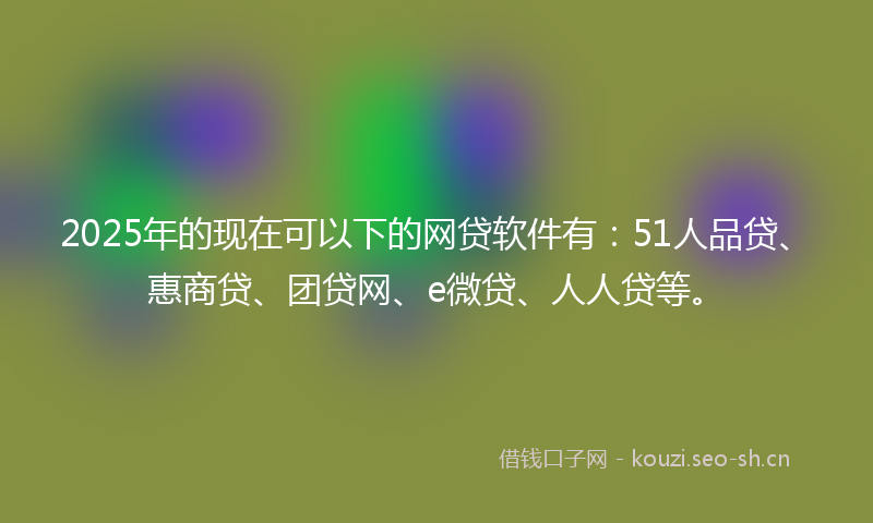 2025年的现在可以下的网贷软件有：51人品贷、惠商贷、团贷网、e微贷、人人贷等。