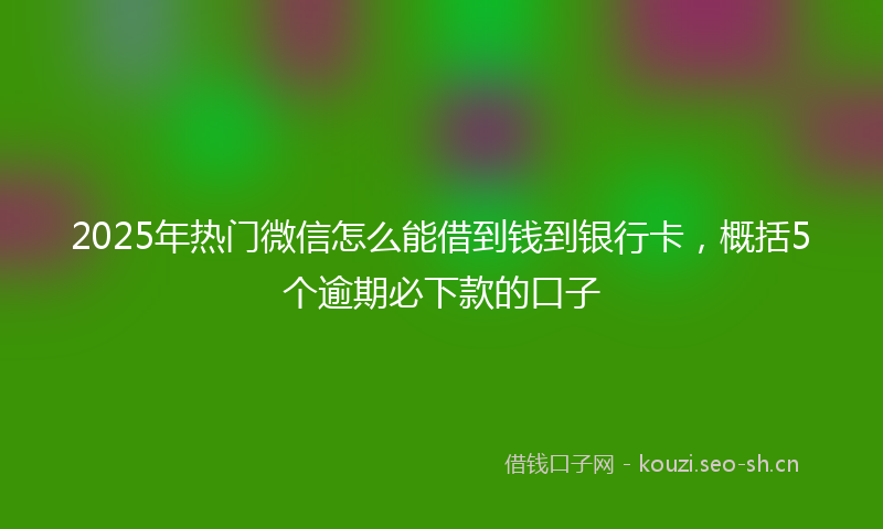 2025年热门微信怎么能借到钱到银行卡，概括5个逾期必下款的口子