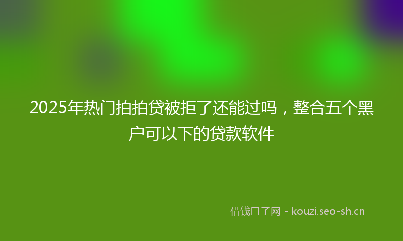 2025年热门拍拍贷被拒了还能过吗,整合五个黑户可以下的贷款软件