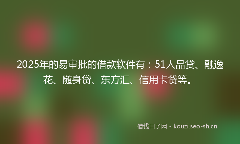 2025年的易审批的借款软件有：51人品贷、融逸花、随身贷、东方汇、信用卡贷等。