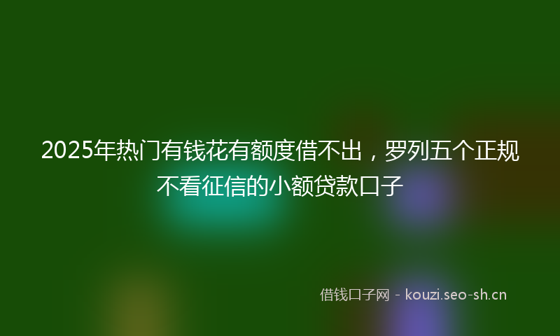 2025年热门有钱花有额度借不出，罗列五个正规不看征信的小额贷款口子