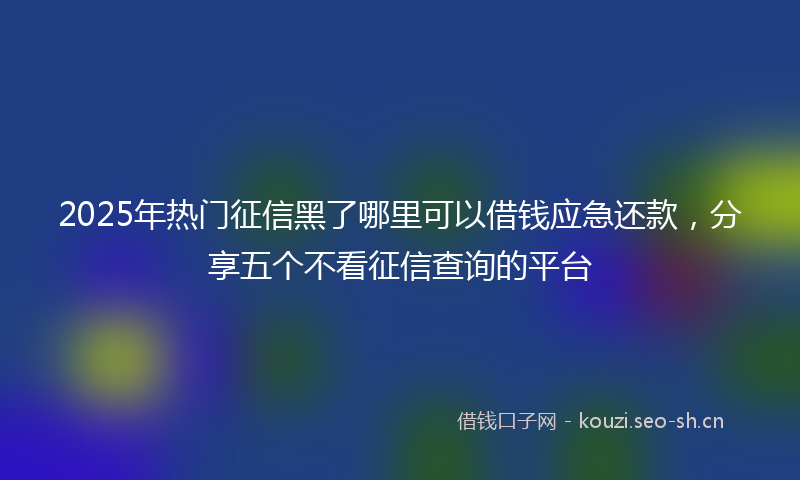 2025年热门征信黑了哪里可以借钱应急还款，分享五个不看征信查询的平台