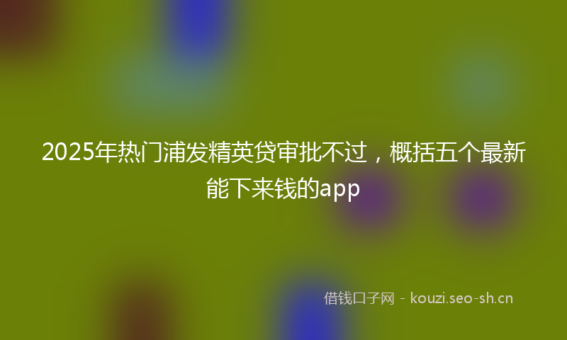 2025年热门浦发精英贷审批不过，概括五个最新能下来钱的app