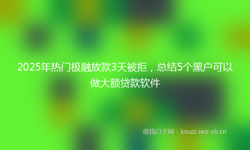 2025年热门极融放款3天被拒，总结5个黑户可以做大额贷款软件