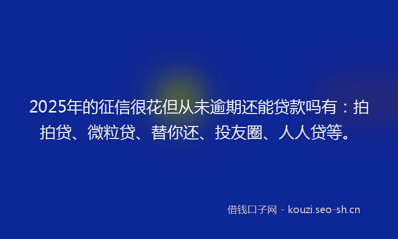 2025年的征信很花但从未逾期还能贷款吗有：拍拍贷、微粒贷、替你还、投友圈、人人贷等。