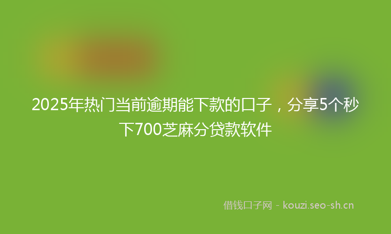 2025年热门当前逾期能下款的口子，分享5个秒下700芝麻分贷款软件