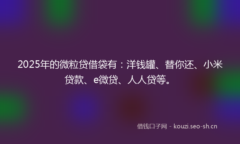 2025年的微粒贷借袋有:洋钱罐、替你还、小米贷款、e微贷、人人贷等。