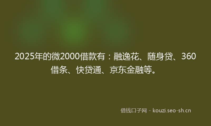2025年的微2000借款有:融逸花、随身贷、360借条、快贷通、京东金融等。