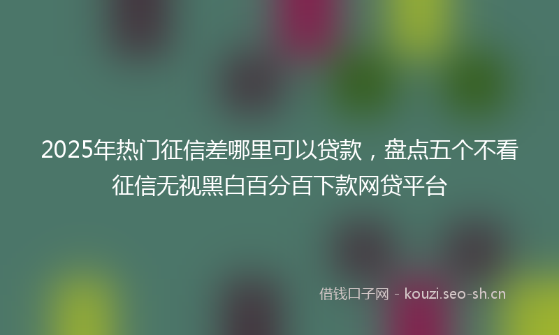 2025年热门征信差哪里可以贷款，盘点五个不看征信无视黑白百分百下款网贷平台