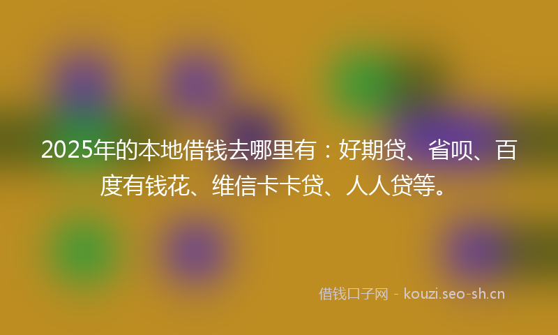 2025年的本地借钱去哪里有：好期贷、省呗、百度有钱花、维信卡卡贷、人人贷等。