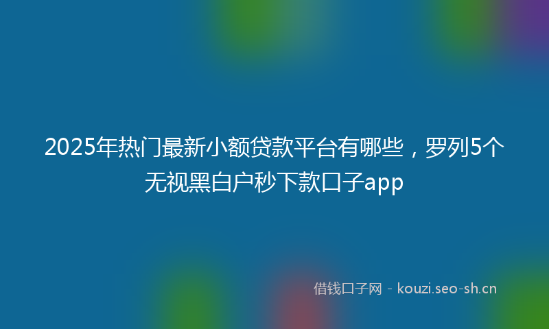 2025年热门最新小额贷款平台有哪些，罗列5个无视黑白户秒下款口子app