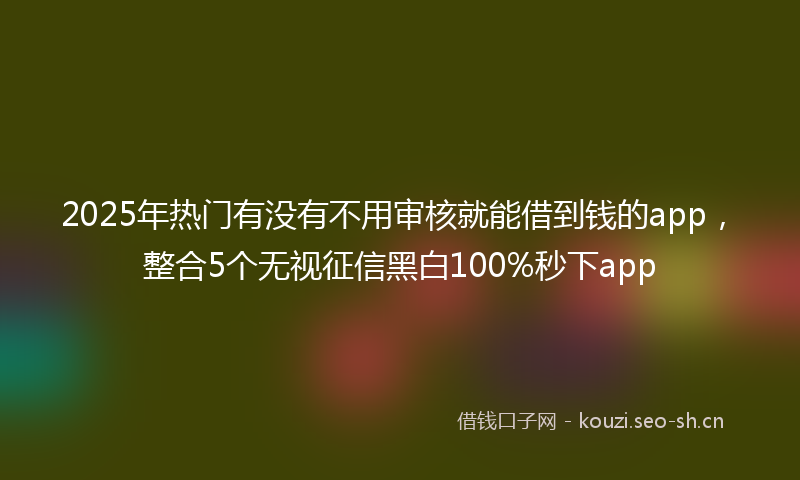 2025年热门有没有不用审核就能借到钱的app，整合5个无视征信黑白100%秒下app