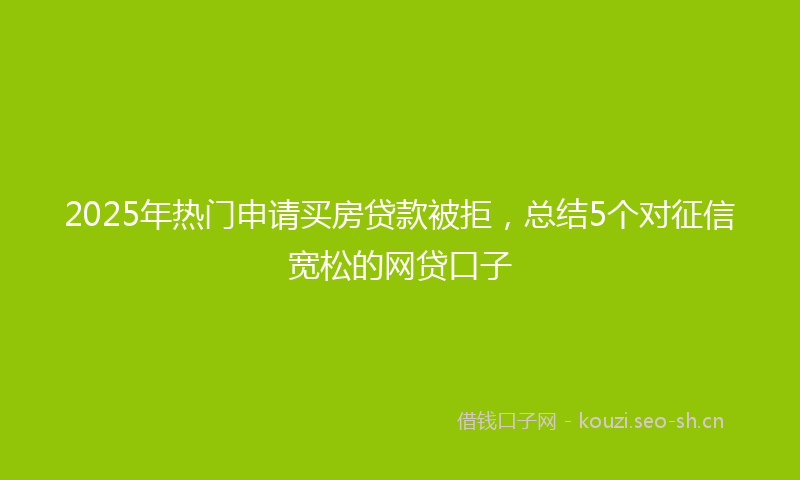 2025年热门申请买房贷款被拒，总结5个对征信宽松的网贷口子