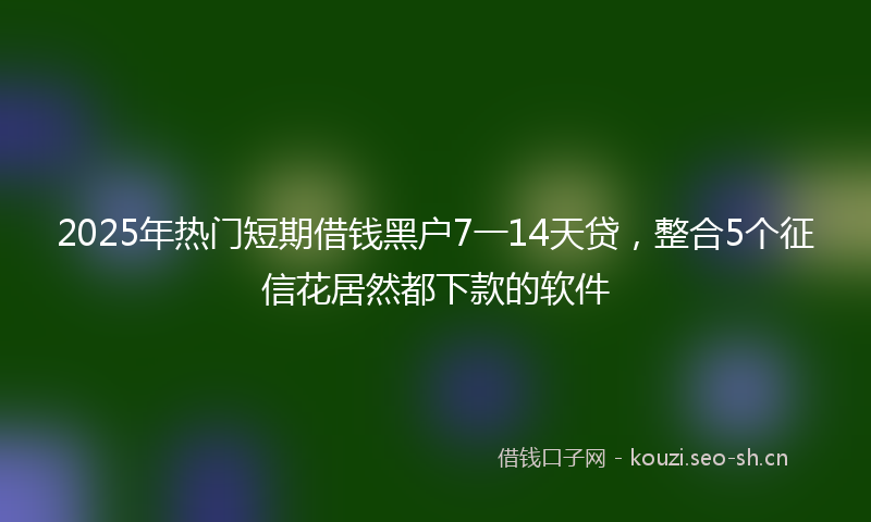2025年热门短期借钱黑户7一14天贷，整合5个征信花居然都下款的软件