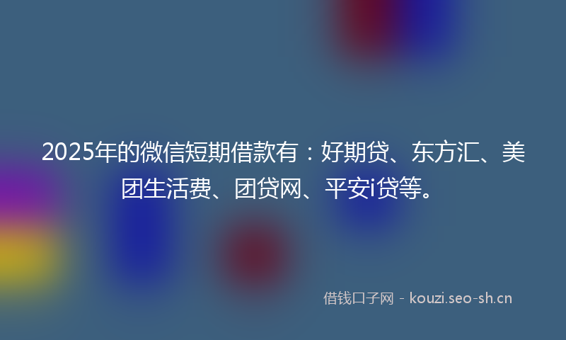 2025年的微信短期借款有:好期贷、东方汇、美团生活费、团贷网、平安i贷等。