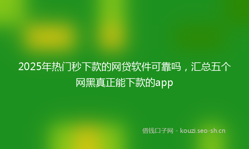 2025年热门秒下款的网贷软件可靠吗，汇总五个网黑真正能下款的app