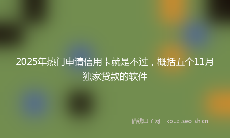 2025年热门申请信用卡就是不过，概括五个11月独家贷款的软件