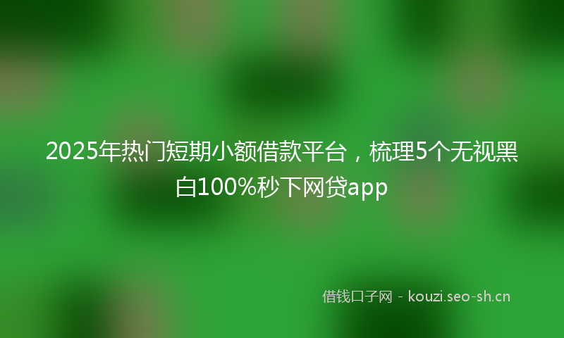 2025年热门短期小额借款平台，梳理5个无视黑白100%秒下网贷app