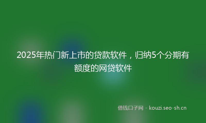 2025年热门新上市的贷款软件，归纳5个分期有额度的网贷软件