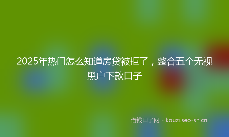 2025年热门怎么知道房贷被拒了，整合五个无视黑户下款口子