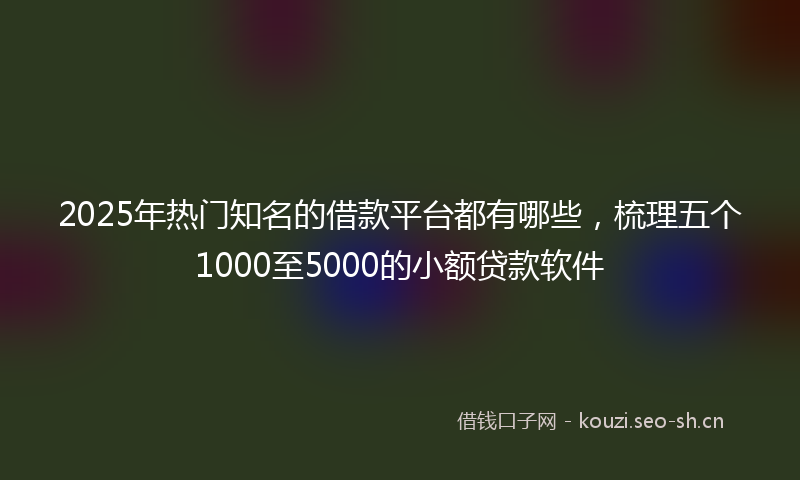 2025年热门知名的借款平台都有哪些，梳理五个1000至5000的小额贷款软件