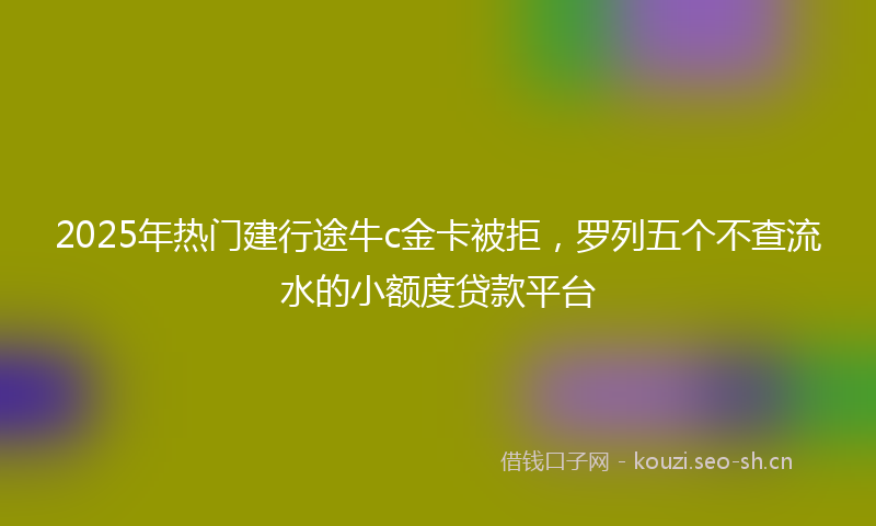 2025年热门建行途牛c金卡被拒，罗列五个不查流水的小额度贷款平台