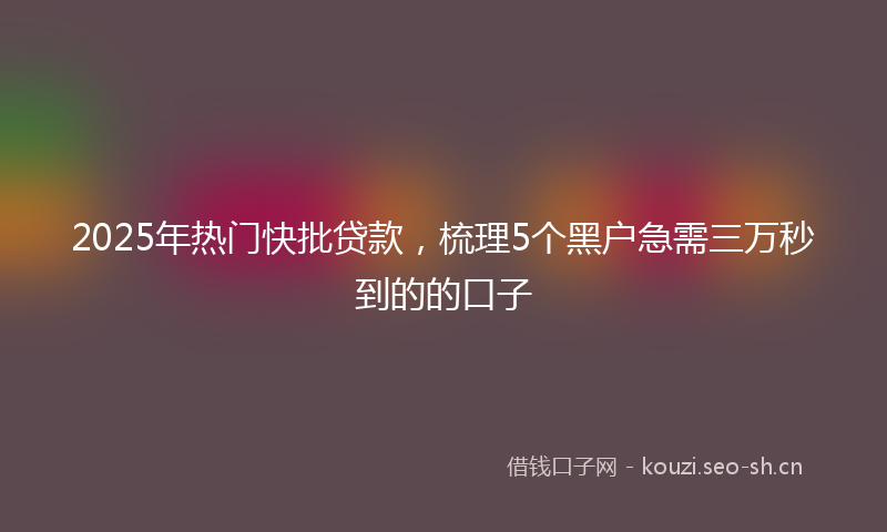 2025年热门快批贷款,梳理5个黑户急需三万秒到的的口子