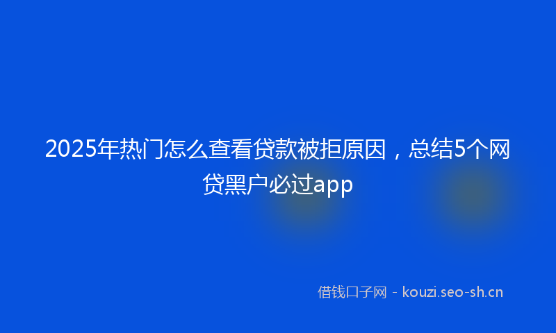 2025年热门怎么查看贷款被拒原因，总结5个网贷黑户必过app