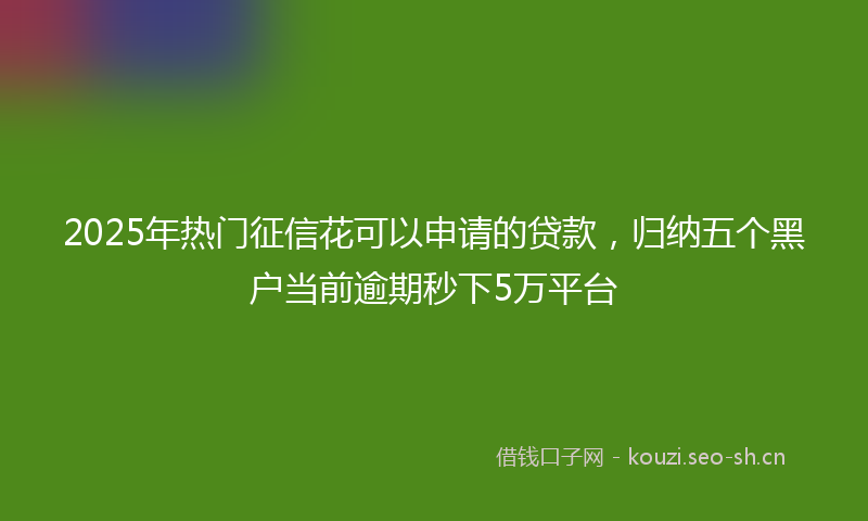 2025年热门征信花可以申请的贷款，归纳五个黑户当前逾期秒下5万平台