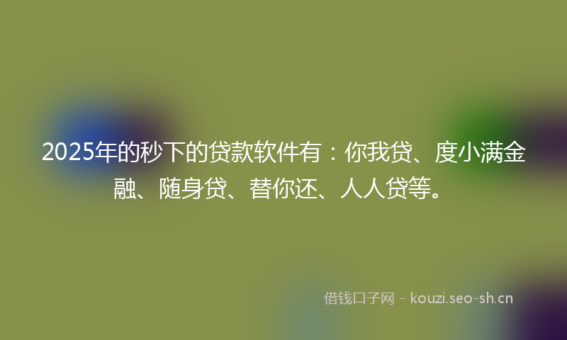 2025年的秒下的贷款软件有：你我贷、度小满金融、随身贷、替你还、人人贷等。